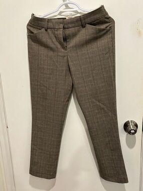 Dalia Plaid Straight-Leg Dress Pants in Brown